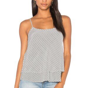 Joie Islaya silk diagonal stripe camisole tank top Blouse black white Size Small